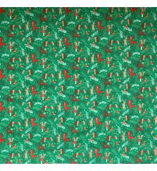 Christmas Polycotton Fabric - Christmas Woodland Animals