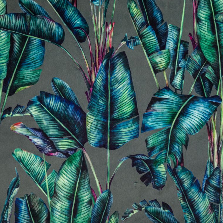 Tropical Digital Printed Plush Velvet Curtain Upholstery Fabric Paradise